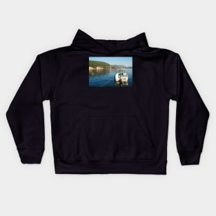 Boat in Bakar Harbour Kids Hoodie